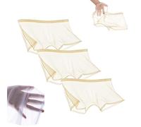 XDone 3 PCS Ice Silk Sexy Mesh Boxer Shorts - Transparency Breathable and Seamless Underwear See Through Hollow Briefs for Stylish Men (Skin,M)