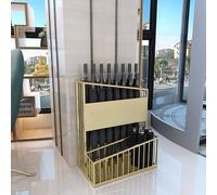 XDOPIRRS Double-Layer Umbrella Stand for Entryway, Metal Holder with Drip Tray, Modern Storage Rack for Long and Short Foldable Umbrellas, Tall Walking Stick Cane Organizer(Gold,M)