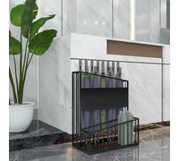 XDOPIRRS Double-Layer Umbrella Stand for Entryway, Metal Holder with Drip Tray, Modern Storage Rack for Long and Short Foldable Umbrellas, Tall Walking Stick Cane Organizer(Black,M)