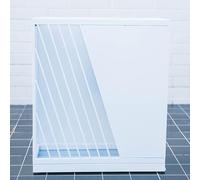 XDOPIRRS Metal Umbrella Stand for Entryway, Tilted Grid Holder with Removable Drip Tray, Space-Saving Square Rack for Long Umbrellas, Walking Sticks, Canes & Golf Clubs(White,68cm/26.7in)