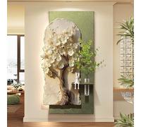 XDOPIRRS Modern Home 3D Wall Sandstone Decor Mural With artificial green plants, Plug-in Power Borderless Wall Hanging Mural with Light, for Living Room, Entryway, Hallway(B,80 * 40cm/31.5 * 15.7in)