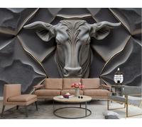 XDOUBAO Wallpaper Abstract Three-Dimensional Rock Carving Cow Relief Gray Sand Marble Pattern Painting TV Sofa Background Wall Wallpaper Living Room Restaurant Coffee Shop Mural,3D,430x300cm