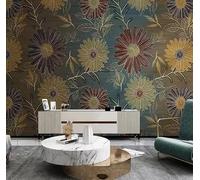 XDOUBAO Wallpaper Gold Thread Hooked Gold Leaf Flower Painting Photo Mural for Bedroom Living Room Background Wall Home Decor,3D,350x245cm