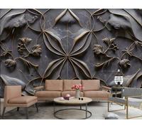 XDOUBAO Wallpaper Modern Abstract Copper Carving Relief Gray Marble Pattern TV Sofa Background Wall Wallpaper Living Room Restaurant Coffee Shop Mural,3D,150x105cm