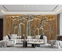 XDOUBAO Wallpaper Modern Abstract Golden Relief Waterfall Mountain Water Painting TV Sofa Living Room Background Wall Dining Room Bedroom Study Room Mural,3D,250x175cm