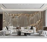 XDOUBAO Wallpaper Modern Abstract Golden Relief Waterfall Mountain Water Painting TV Sofa Living Room Background Wall Dining Room Bedroom Study Room Mural,3D,350x245cm