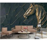 XDOUBAO Wallpaper Modern Art Abstract Three-Dimensional Copper Horse Relief Stone Pattern TV Sofa Background Wall Wallpaper Living Room Restaurant Coffee Shop Mural,3D,400x280cm