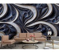 XDOUBAO Wallpaper Modern Art Carving Gold Pattern Relief Abstract Yuanfeng Blue Marble Pattern TV Sofa Background Wall Wallpaper Living Room Restaurant Coffee Shop Mural,3D,200x140cm