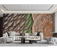 XDOUBAO Wallpaper Modern Art Dark Green Abstract Oil Painting Pattern Wood Carving Texture TV Sofa Background Wall Wallpaper Living Room Bedroom Dining Room Mural,3D,350x245cm