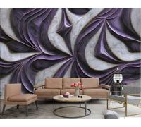 XDOUBAO Wallpaper Modern Art Rock Carving Petals Relief Abstract Dark Purple Marble Pattern TV Sofa Background Wall Wallpaper Living Room Restaurant Coffee Shop Mural,3D,300x210cm