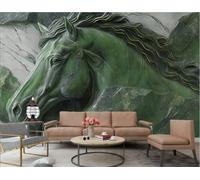 XDOUBAO Wallpaper Modern Minimalist Art Abstract Green Horse Relief Marble Pattern Landscape TV Sofa Background Wall Wallpaper Living Room Restaurant Coffee Shop Mural,3D,300x210cm
