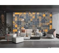 XDOUBAO Wallpaper Modern Minimalist Art Ginger Brown Square Collage Marble Slate TV Sofa Background Wall Wallpaper Living Room Restaurant Coffee Shop Mural,3D,350x245cm