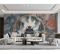XDOUBAO Wallpaper Modern Minimalist Art Soaring Into The Clouds Pavilion Ink Painting TV Sofa Background Wall Wallpaper Living Room Restaurant Coffee Shop Mural,3D,150x105cm