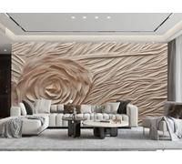 XDOUBAO Wallpaper Modern Minimalist Art Wood Carving Rose Relief Rock Texture TV Sofa Background Wall Wallpaper Living Room Bedroom Dining Room Mural,3D,300x210cm