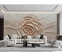 XDOUBAO Wallpaper Modern Minimalist Art Wood Carving Rose Relief Rock Texture TV Sofa Background Wall Wallpaper Living Room Bedroom Dining Room Mural,3D,200x140cm