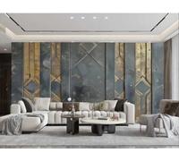 XDOUBAO Wallpaper Modern Minimalist Gilt Art Vertical Strips Gray Square Collage Rock Relief Painting TV Sofa Background Wall Wallpaper Living Room Restaurant Coffee Shop Mural,3D,350x245cm