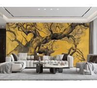 XDOUBAO Wallpaper Modern Minimalist Hand-Painted Art Pine Tree Relief Dead Tree Roots Landscape TV Sofa Background Wall Wallpaper Living Room Restaurant Coffee Shop Mural,3D,250x175cm