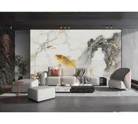 XDOUBAO Wallpaper Modern Minimalist Ink Carp Leaping Over The Dragon Gate Art Landscape TV Sofa Background Wall Wallpaper Living Room Restaurant Coffee Shop Mural,3D,400x280cm