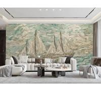 XDOUBAO Wallpaper Modern Minimalist Light Green Geometric Piece Collage Smooth Sailing Landscape Painting TV Sofa Background Wall Wallpaper Living Room Restaurant Coffee Shop Mural,3D,350x245cm