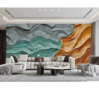 XDOUBAO Wallpaper Modern Minimalist Orange Blue Wave Three-Dimensional Geometric Pattern TV Sofa Living Room Background Wall Restaurant Bedroom Study Room Mural,3D,350x245cm