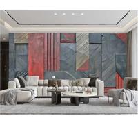 XDOUBAO Wallpaper Modern Minimalist Red and Black Square Solid Wood Collage Art Relief Rock Painting TV Sofa Background Wall Wallpaper Living Room Restaurant Coffee Shop Mural,3D,400x280cm