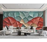 XDOUBAO Wallpaper Modern Minimalist Red and Green Block Oval Art Geometric Pattern Painting TV Sofa Living Room Background Wall Restaurant Bedroom Study Room Mural,3D,300x210cm