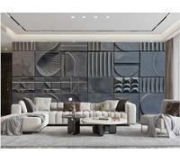 XDOUBAO Wallpaper Modern Minimalist Retro Black Square Art Collage Rock Geometric Relief TV Sofa Background Wall Wallpaper Living Room Restaurant Coffee Shop Mural,3D,150x105cm