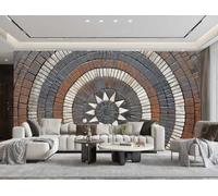 XDOUBAO Wallpaper Modern Minimalist Solid Wood Compass Art Relief Rock Geometric Square Collage TV Sofa Background Wall Wallpaper Living Room Restaurant Coffee Shop Mural,3D,430x300cm