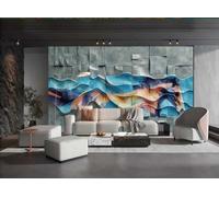 XDOUBAO Wallpaper Modern Minimalist Three-Dimensional Gray Rock Sky Blue Wave Relief Rainbow Horse Art TV Sofa Background Wall Wallpaper Living Room Restaurant Coffee Shop Mural,3D,430x300cm