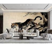 XDOUBAO Wallpaper Modern Minimalist Tiger Descending The Mountain Art Ink Mountain Landscape Painting TV Sofa Background Wall Wallpaper Living Room Restaurant Coffee Shop Mural,3D,150x105cm