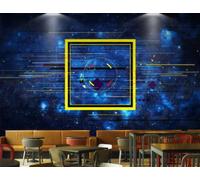 XDOUBAO Wallpaper Modern Science Fiction Creative Starry Sky Universe Lines Bar Afternoon Tea Coffee Shop Background Mural Western Restaurant Wallpaper,3D,350x245cm