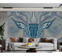 XDOUBAO Wallpaper Modern Simple Blue Deer Head Art Abstract Annual Ring Marble Painting TV Sofa Background Wallpaper Living Room Restaurant Coffee Shop Mural,3D,150x105cm