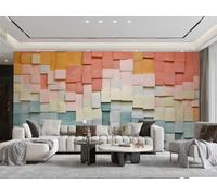 XDOUBAO Wallpaper Modern Simple Orange Pink Square Three-Dimensional Geometric Pattern TV Sofa Living Room Background Wall Restaurant Bedroom Study Room Mural,3D,200x140cm
