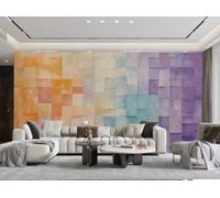 XDOUBAO Wallpaper Modern Simple Orange Purple Art Rock Geometric Pattern TV Sofa Living Room Background Wall Dining Room Bedroom Study Mural,3D,250x175cm