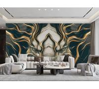 XDOUBAO Wallpaper Modern Simple Three-Dimensional Golden Lines Tiger Head Art Marble Painting TV Sofa Background Wall Wallpaper Living Room Restaurant Coffee Shop Mural,3D,400x280cm
