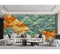 XDOUBAO Wallpaper Modern Simple Three-Dimensional Orange Green Rhombus Art Geometric Pattern Painting TV Sofa Living Room Background Wall Restaurant Bedroom Study Room Mural,3D,200x140cm