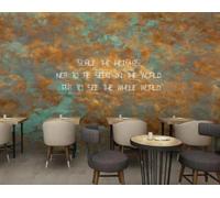 XDOUBAO Wallpaper Retro Nostalgic Rust Iron Sheet English Letters Drinks Afternoon Tea Coffee Shop Background Mural Western Restaurant Wallpaper,3D,300x210cm