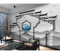 XDOUBAO Wallpaper Three-Dimensional Building Horse Head Wall Landscape Art Living Room Afternoon Tea Coffee Shop Background Mural Western Restaurant Wallpaper,3D,150x105cm