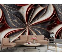 XDOUBAO Wallpaper Three-Dimensional Gold Line Rock Relief Abstract Rose Red Marble Pattern TV Sofa Background Wall Wallpaper Living Room Restaurant Coffee Shop Mural,3D,350x245cm