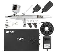 XDOVET 2024 Upgrade 55PSI Airbrush Kit Multi-Function Professional Dual-Action Airbrush Gun High Power Air Compressor More Suit for Shoe Clothing Model Tattoo Nail Design Art Drawing Cake Decoration