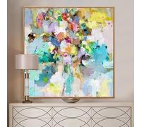XDPBLM Abstract Floral Painting Colorful Flower Wall Art on Canvas Plant Artwork Home Living Room Bedroom Office Decor 30x30in/75x75cm Unframed