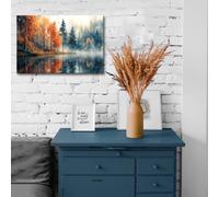 XDPBLM Autumn Forest And Blue Forest Landscape Mist Abstract Wall Art Artwork Painting Decoration for DecorLiving Rooms, Offices 12x24inch/30x60cm ready to hang