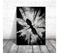 XDPBLM Canvas Painting Dark Fantasy Dragon Flying Art Canvas Painting, Monochrome Forest Scene Poster, Creative Wall Art Decor 28x48inch Unframed