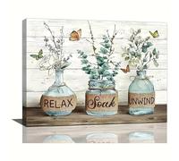 XDPBLM Canvas Prints Picture, Greenery, Butterflies, Vases, Home Decor Wall Art Picture for Living Room Decorations 30x44inch ready to hang