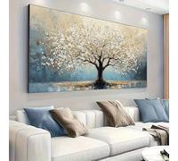 XDPBLM Large Abstract Tree Painting on Canvas, Modern Landscape Wall Art for Living Room, Bedroom Decor Giclee Artwork 22x43inch Unframed
