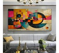 XDPBLM Large Modern Abstract Art Canvas - Vibrant Geometric Design with a Swirling Mind Theme, for Living Room and Bedroom Wall 28x55inch Inner-Frame