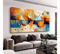 XDPBLM Modern Abstract Canvas Wall Art Vibrant Orange, Blue, Red & Yellow Design, for Living Room, Office, Dining Room Wall Decor 30x60inch/75x150cm Unframed