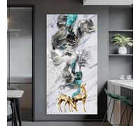 XDPBLM Modern Abstract Deer Canvas Art Print - Blue Wall Decor For Living Room, Bedroom, Home Office Decor Artwork 28x55inch Unframed