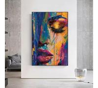 XDPBLM Modern Abstract Print Wall Art Colorful Female Face Canvas Painting for Living Room Home Decor Giclee Artwork 20x30inch/50x75cm ready to hang