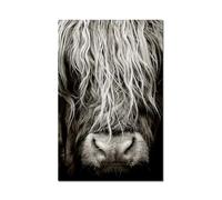 XDPBLM Modern Abstract Scottish Highlander Cattle Print On Canvas Wall Art Pictures Animal painting for Living Room Home Decor 12x18inch ready to hang